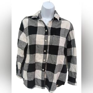 Black and White Plaid Button-Up Shirt